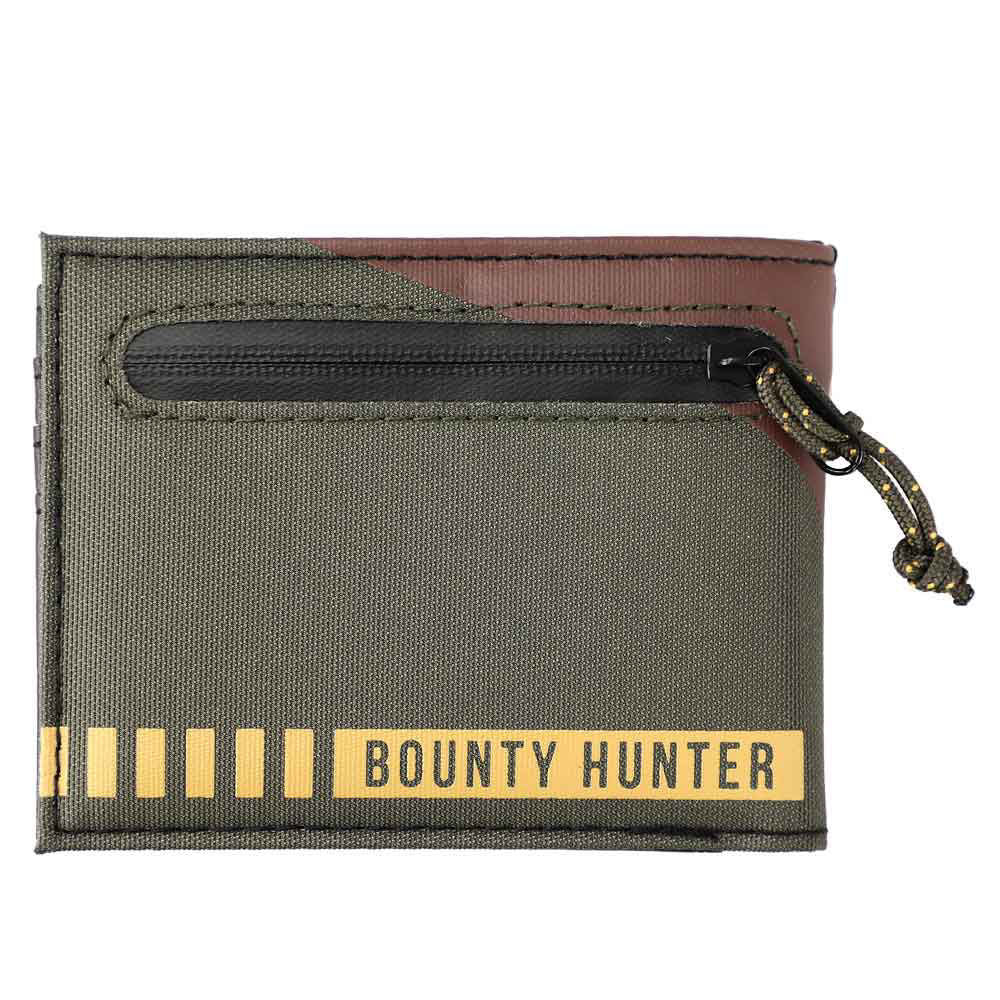 Back view of a Colorful Star Wars Boba Fett Bi-fold Wallet with a Bounty Hunter print