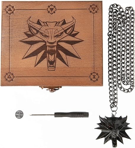 The Witcher White Wolf Gift Box with Wolf Medallion glowing eyes