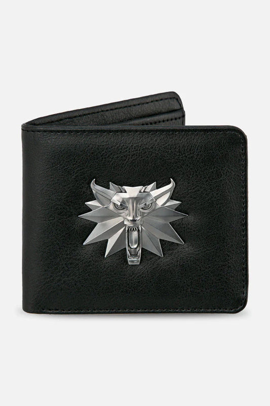 Witcher 3 Wild Hunt Bi-fold Balck wallet with 3D metallic Wolf logo
