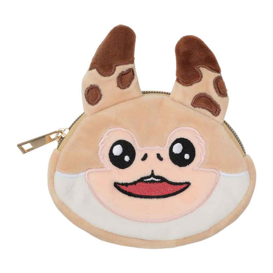 Front  view of the Star Wars Ahsoka Loth Cat face Coin pouch plush pouch with zippered top.