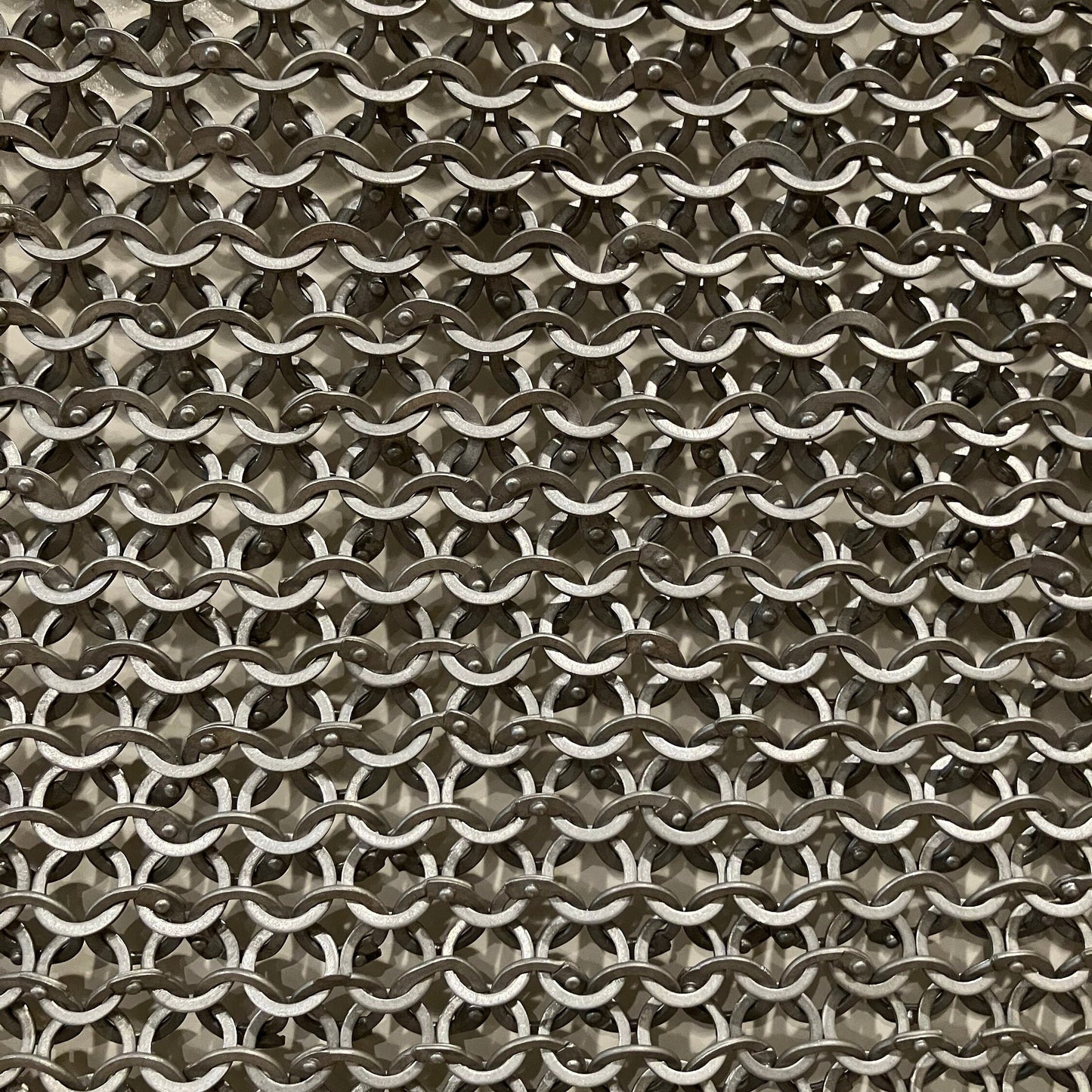 Antiqued Aluminum Riveted Chainmaille Fabric Squares for Armor and Cosplay