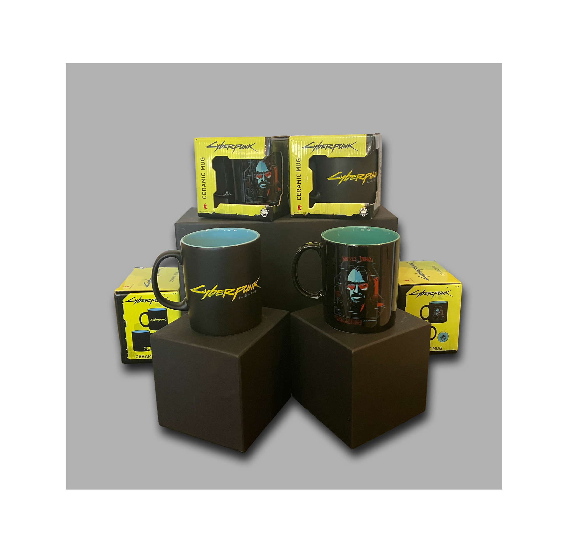 Cyberpunk 2077 Coffee mugs logo and Johnny Silverhand