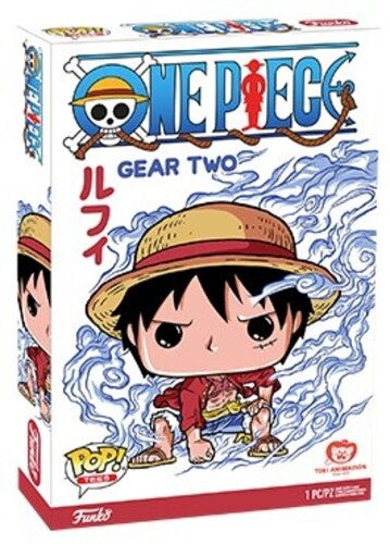 Funko Pop! One Piece Tee white shirt with a colorful Chibi style image of Lufy and the One Piece logo