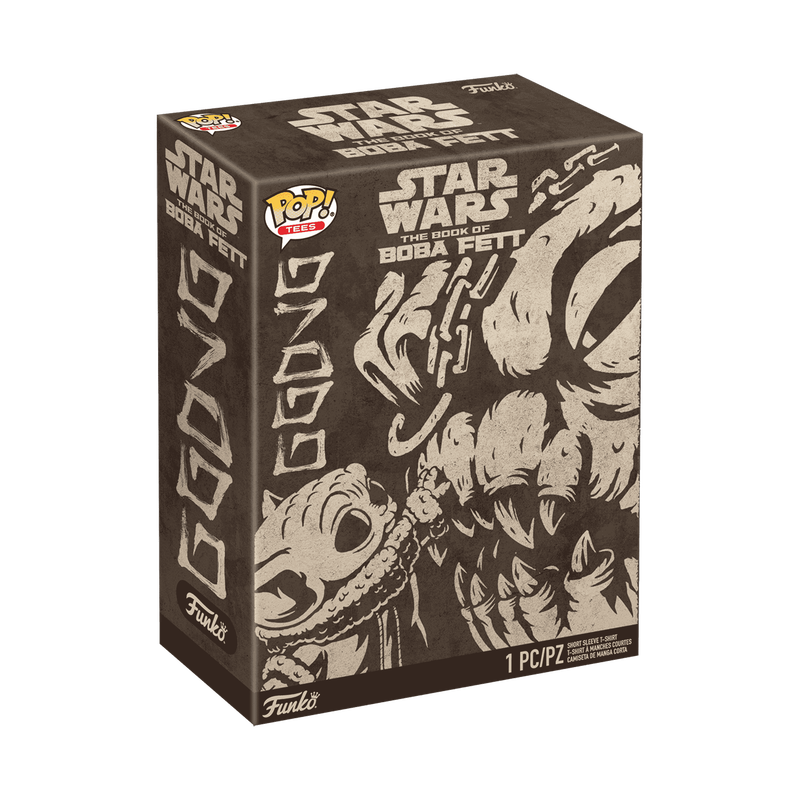 Grogu-with-Rancor-Tee image on an brown box