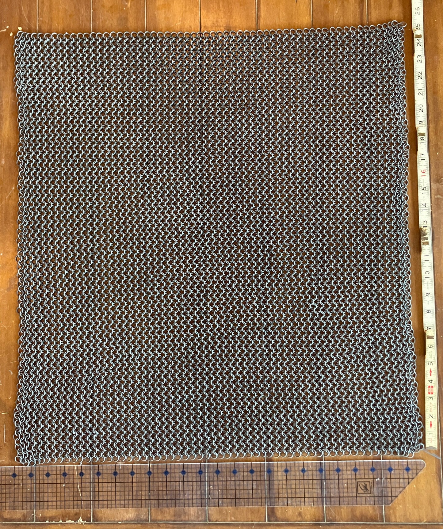 Antiqued Aluminum Chainmaille Fabric for Armor and Cosplay 24"x24" square