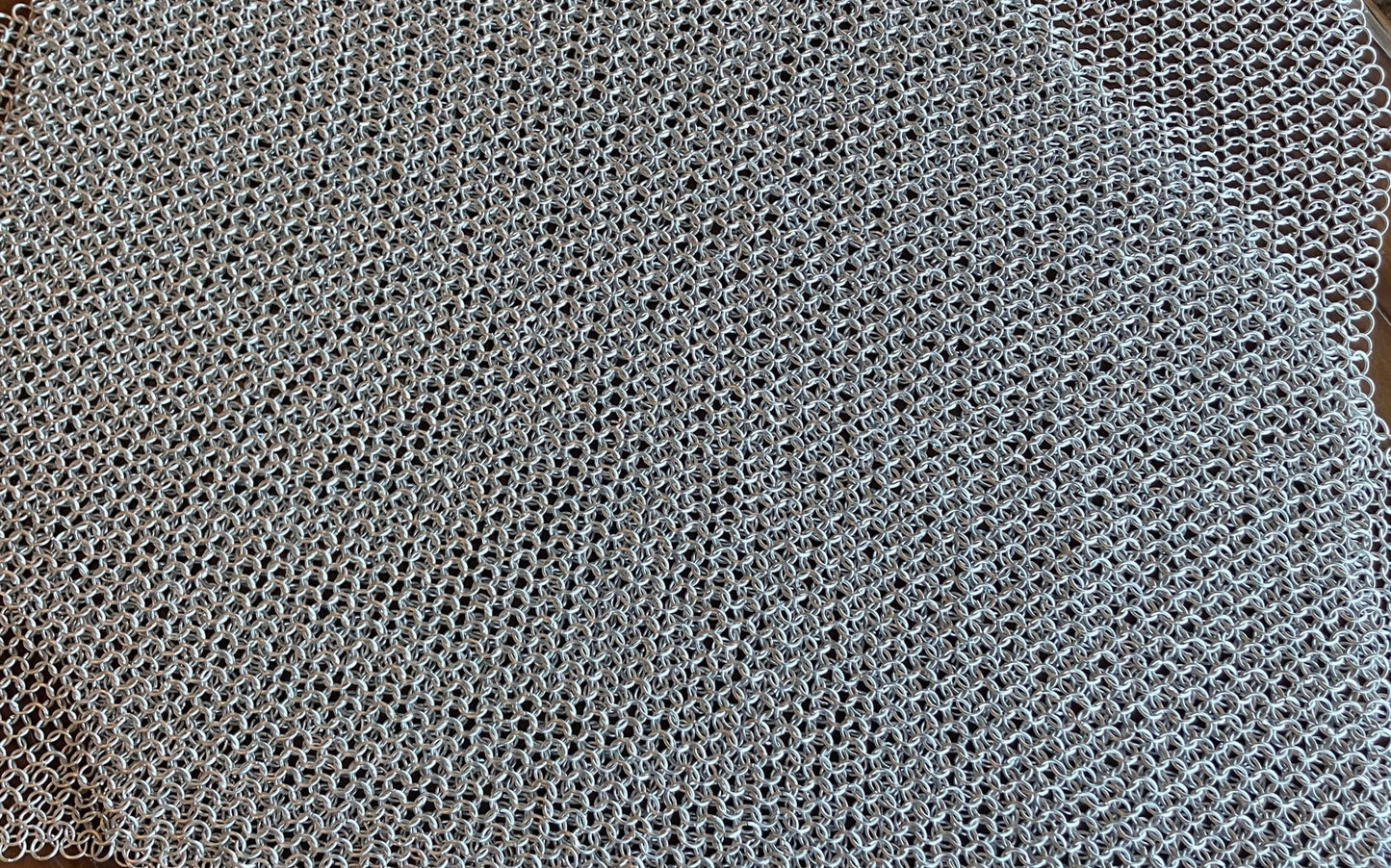 Bright Aluminum Chainmaille Fabric for Armor and Cosplay 24"x24" square