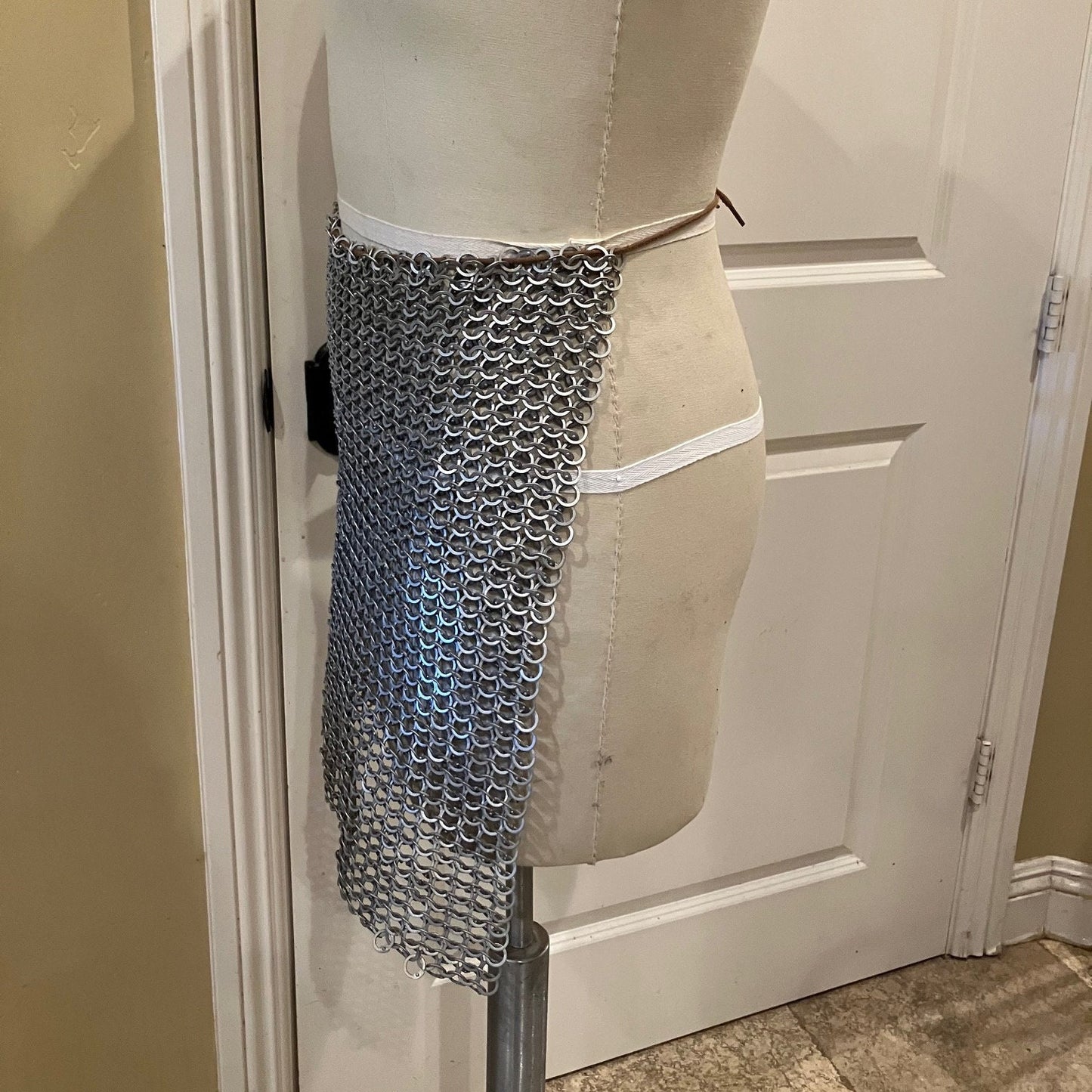 Antiqued Aluminum Riveted Chainmaille Fabric Squares for Armor and Cosplay