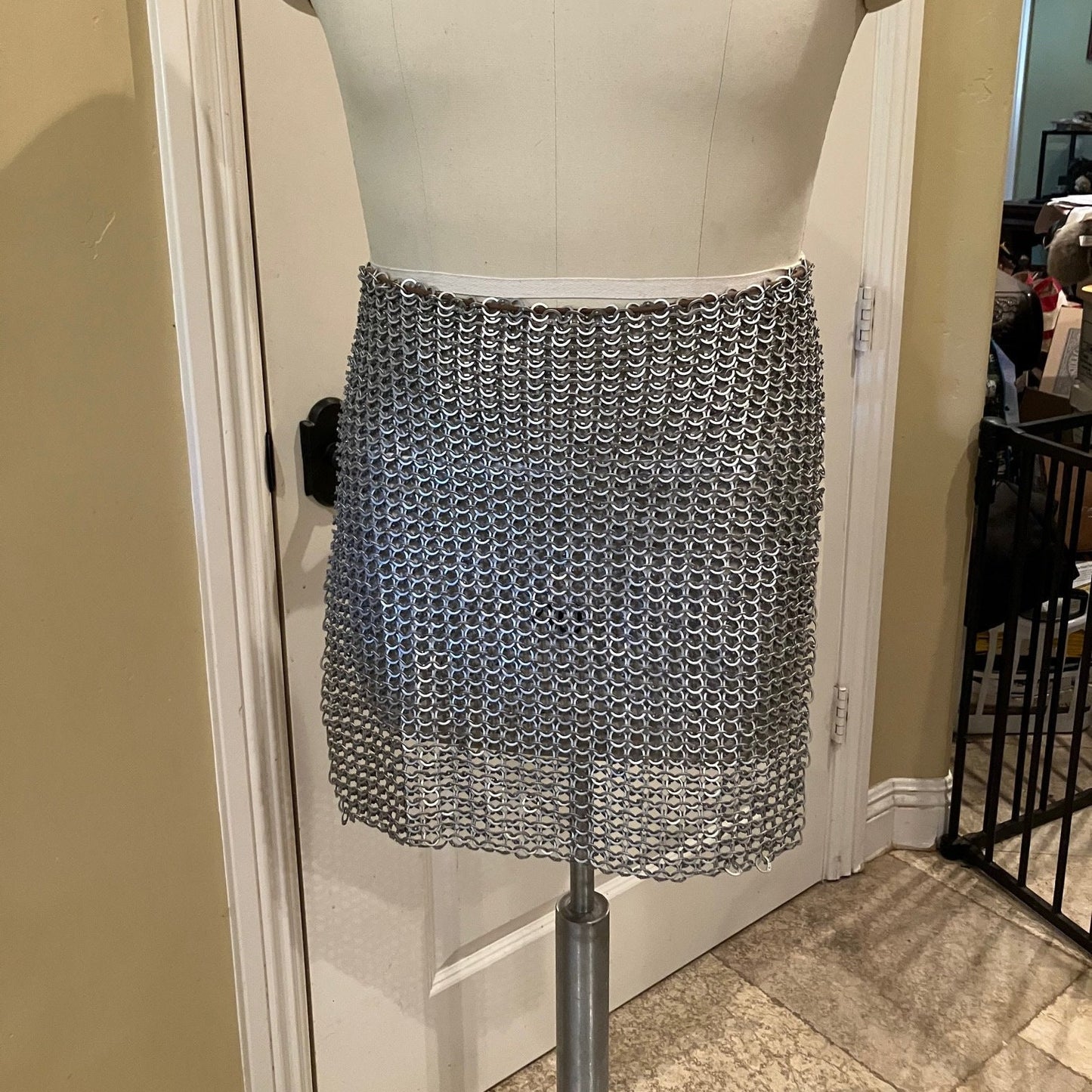 Antiqued Aluminum Riveted Chainmaille Fabric Squares for Armor and Cosplay